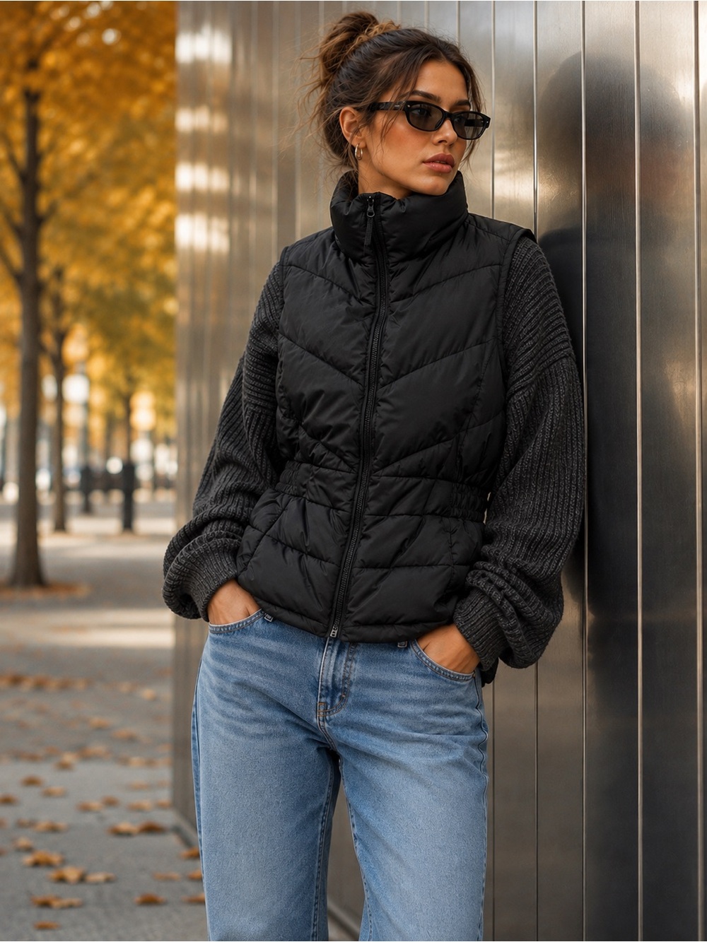 Banana Republic Black Quilted Puffer Vest Size Small